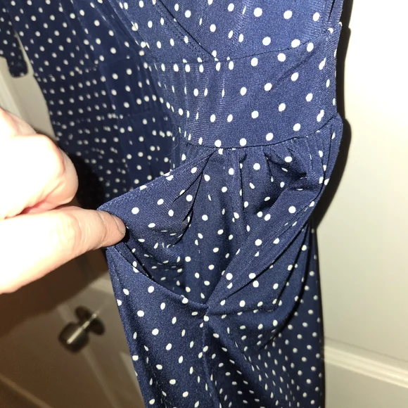Torrid Navy Polka Dot Wrap Dress - Picture 4 of 5